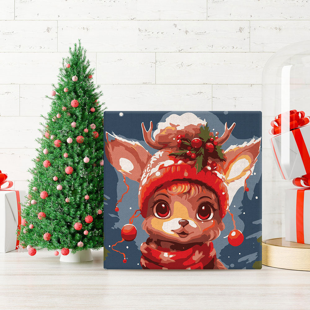 Mini Paint by numbers Cute Fantasy Reindeer 20x20cm already framed ...