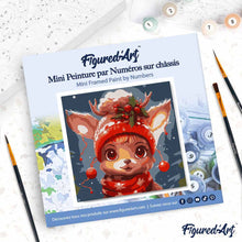 Load image into Gallery viewer, Mini Paint by numbers 8"x8" framed - Cute Fantasy Reindeer