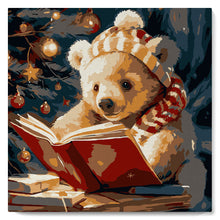 Load image into Gallery viewer, Mini Paint by numbers 8"x8" framed - Cute Reading Bear