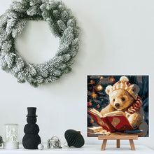 Load image into Gallery viewer, Mini Paint by numbers 8"x8" framed - Cute Reading Bear