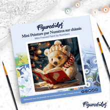Load image into Gallery viewer, Mini Paint by numbers 8"x8" framed - Cute Reading Bear