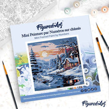 Load image into Gallery viewer, Mini Paint by numbers Lovely Winter Cottage 20x20cm already framed