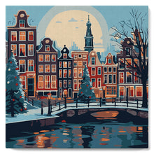 Load image into Gallery viewer, Mini Paint by numbers Christmas in Amsterdam 20x20cm already framed