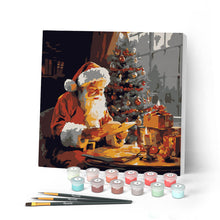 Load image into Gallery viewer, Mini Paint by numbers 8"x8" framed - Santa Claus Reading Figured'Art UK