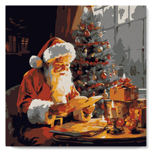 Load image into Gallery viewer, Mini Paint by numbers 8"x8" framed - Santa Claus Reading