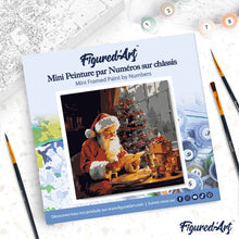 Load image into Gallery viewer, Mini Paint by numbers 8"x8" framed - Santa Claus Reading