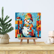 Load image into Gallery viewer, Mini Paint by numbers 8"x8" framed - Snowman and Gifts