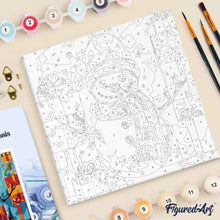 Load image into Gallery viewer, Mini Paint by numbers 8"x8" framed - Snowman and Gifts