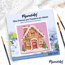 Load image into Gallery viewer, Mini Paint by numbers Gingerbread House 20x20cm already framed