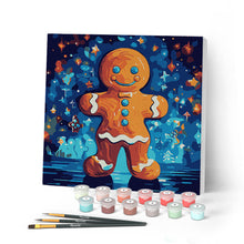 Load image into Gallery viewer, Mini Paint by numbers 8"x8" framed - Gingerbread Man Figured'Art UK
