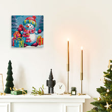 Load image into Gallery viewer, Mini Paint by numbers Snowman and Gifts in Snow 20x20cm already framed