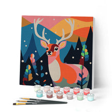 Load image into Gallery viewer, Mini Paint by numbers 8"x8" framed - Abstract Reindeer Figured'Art UK