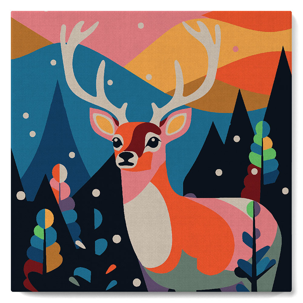Mini Paint by numbers Abstract Reindeer 20x20cm already framed ...