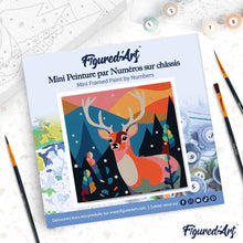 Load image into Gallery viewer, Mini Paint by numbers 8"x8" framed - Abstract Reindeer