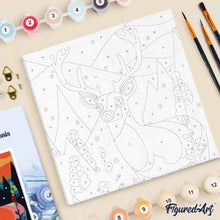 Load image into Gallery viewer, Mini Paint by numbers 8"x8" framed - Abstract Reindeer