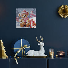 Load image into Gallery viewer, Mini Paint by numbers Teddy Bear and the Gifts 20x20cm already framed