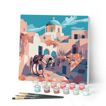 Load image into Gallery viewer, Mini Paint by numbers Santorini Horse Scene 20x20cm already framed Figured'Art UK