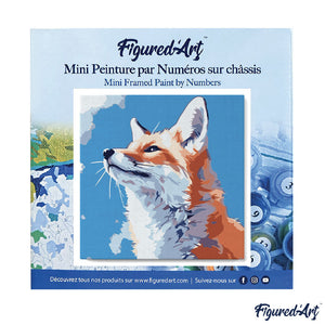 Mini Paint by numbers Fox with Blue Sky 20x20cm already framed