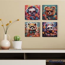 Load image into Gallery viewer, Mini Paint by numbers Fantasy Koala and Flowers 20x20cm already framed