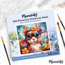 Load image into Gallery viewer, Mini Paint by numbers Fantasy Squirrel and Flowers 20x20cm already framed