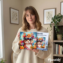 Load image into Gallery viewer, Mini Paint by numbers Fantasy Squirrel and Flowers 20x20cm already framed