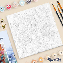 Load image into Gallery viewer, Mini Paint by numbers Fantasy Cat and Flowers 20x20cm already framed