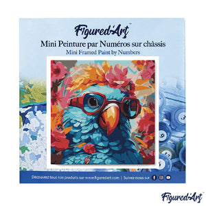 Mini Paint by numbers Fantasy Parrot and Flowers 20x20cm already framed