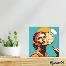 Load image into Gallery viewer, Mini Paint by numbers Sport Poster Badminton 20x20cm already framed