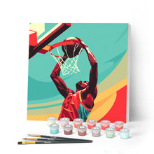 Load image into Gallery viewer, Mini Paint by numbers Sport Poster Basketball 20x20cm already framed Figured'Art UK