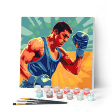 Load image into Gallery viewer, Mini Paint by numbers Sport Poster Boxing 20x20cm already framed Figured'Art UK