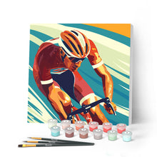 Load image into Gallery viewer, Mini Paint by numbers Sport Poster Cycling 20x20cm already framed Figured'Art UK