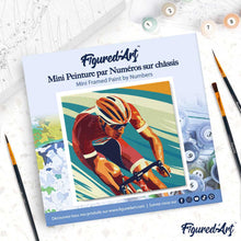Load image into Gallery viewer, Mini Paint by numbers Sport Poster Cycling 20x20cm already framed