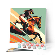 Load image into Gallery viewer, Mini Paint by numbers Sport Poster Equestrian 20x20cm already framed Figured'Art UK