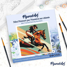Load image into Gallery viewer, Mini Paint by numbers Sport Poster Equestrian 20x20cm already framed