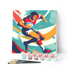Load image into Gallery viewer, Mini Paint by numbers Sport Poster Rugby 20x20cm already framed Figured'Art UK