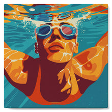 Load image into Gallery viewer, Mini Paint by numbers Sport Poster Swimming 20x20cm already framed