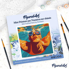 Load image into Gallery viewer, Mini Paint by numbers Sport Poster Swimming 20x20cm already framed