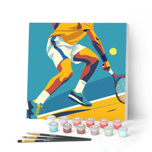 Load image into Gallery viewer, Mini Paint by numbers Sport Poster Tennis 20x20cm already framed Figured'Art UK