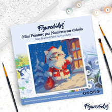 Load image into Gallery viewer, Mini Paint by numbers 8"x8" framed - Santa Kitty