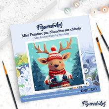 Load image into Gallery viewer, Mini Paint by numbers 8"x8" framed - Cozy Reindeer