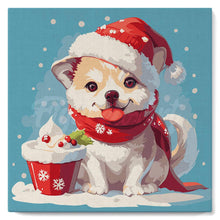 Load image into Gallery viewer, Mini Paint by numbers 8"x8" framed - Christmas Puppy