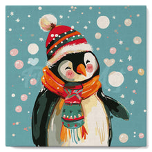 Load image into Gallery viewer, Mini Paint by numbers 8"x8" framed - Happy Penguin