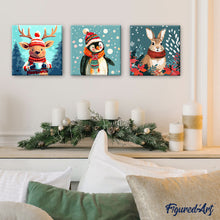 Load image into Gallery viewer, Mini Paint by numbers 8"x8" framed - Happy Penguin