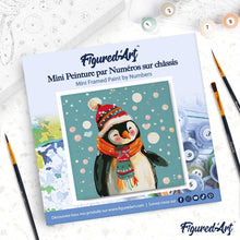 Load image into Gallery viewer, Mini Paint by numbers 8"x8" framed - Happy Penguin