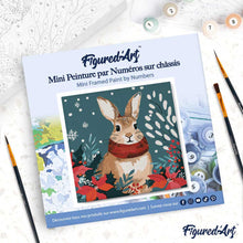 Load image into Gallery viewer, Mini Paint by numbers 8"x8" framed - Christmas Bunny
