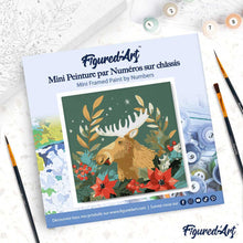 Load image into Gallery viewer, Mini Paint by numbers 8"x8" framed - Christmas Moose