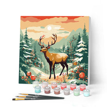 Load image into Gallery viewer, Mini Paint by numbers 8"x8" framed - Majestic Winter Deer Figured'Art UK