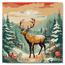 Load image into Gallery viewer, Mini Paint by numbers 8"x8" framed - Majestic Winter Deer