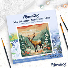 Load image into Gallery viewer, Mini Paint by numbers 8"x8" framed - Majestic Winter Deer