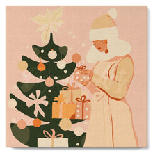 Load image into Gallery viewer, Mini Paint by numbers Woman with Christmas Tree 20x20cm already framed